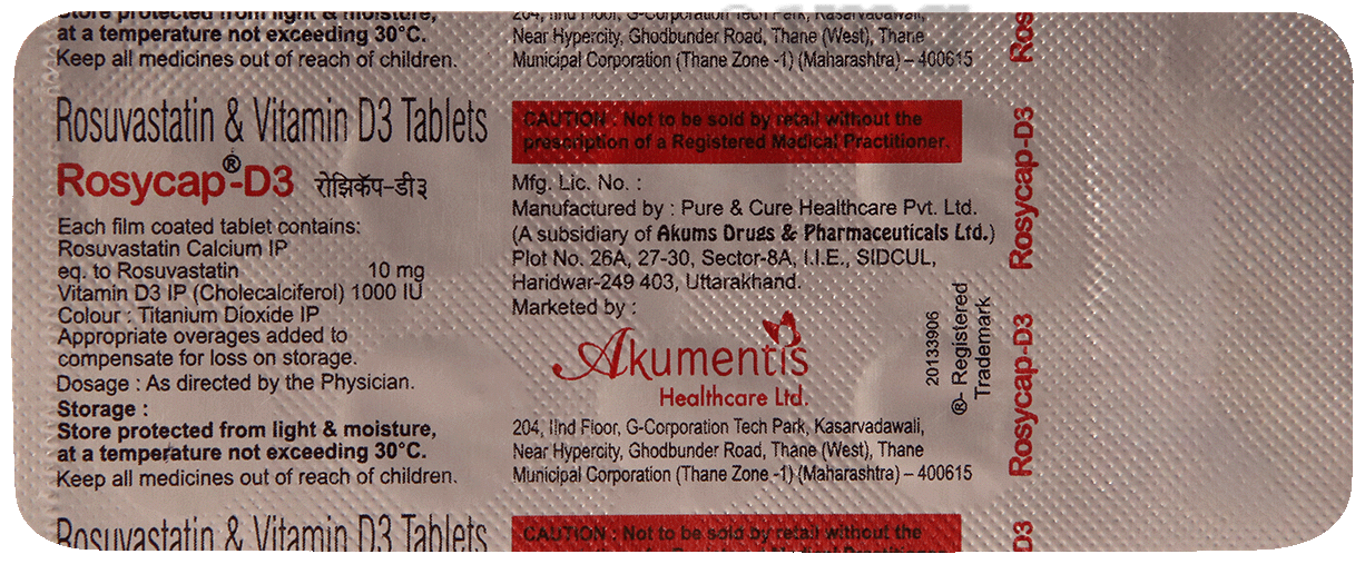 Rosycap D3 10 mg/1000 IU Tablet