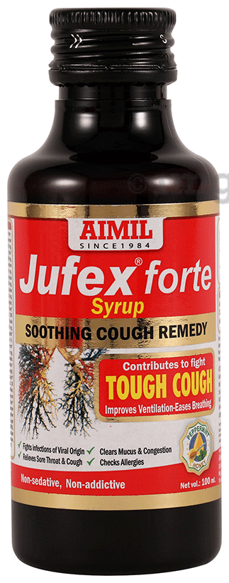 Aimil Pharmaceuticals Jufex Forte Syrup | Relieves Cough, Sore Throat, Congestion &amp; Infections