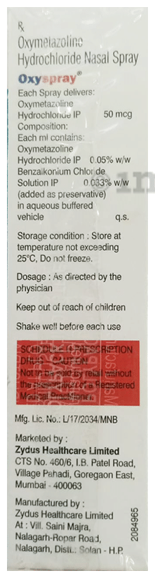 Oxyspray Nasal Spray for Relief from Blocked Nose