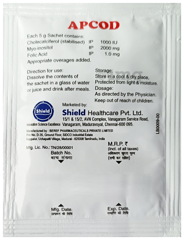 Apcod Powder with Myo-Inositol, Folic Acid &amp; Vitamin D3