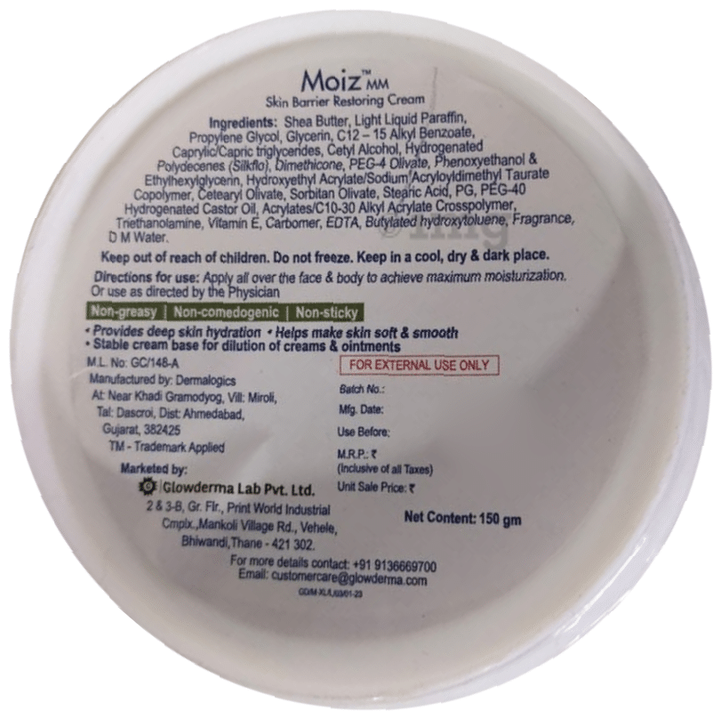 Moiz MM Skin Barrier Restoring Cream with Shea Butter &amp; Vitamin E | For Dry to Very Dry, Sensitive Skin
