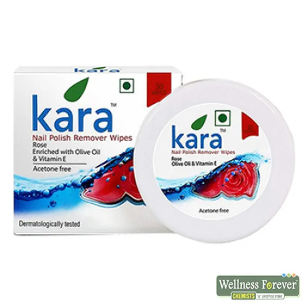 KARA NAIL POLISH REMOVER WIPES - ROSE, 30 WIPES