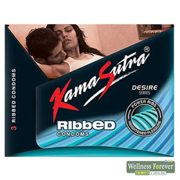 KAMASUTRA DESIRE RIBBED CONDOMS - 3 COUNT