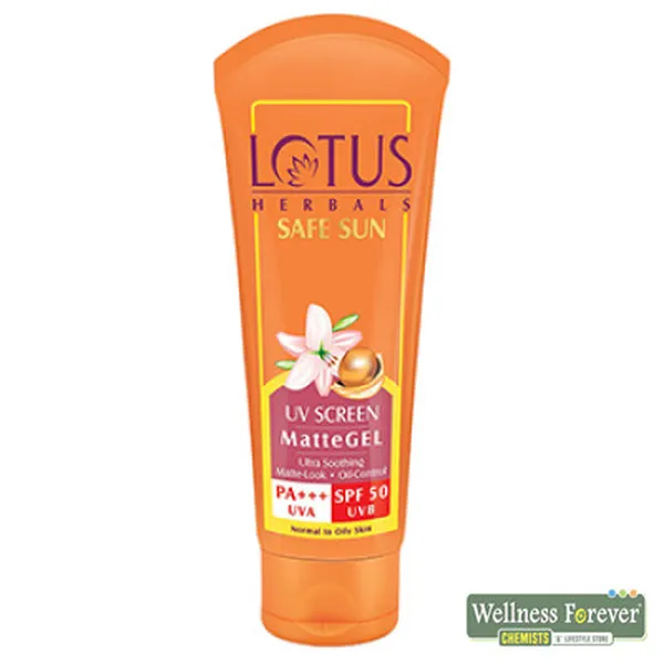 LOTUS HERBALS SAFE SUN UV SCREEN GEL MATE SPF50 - 50GM