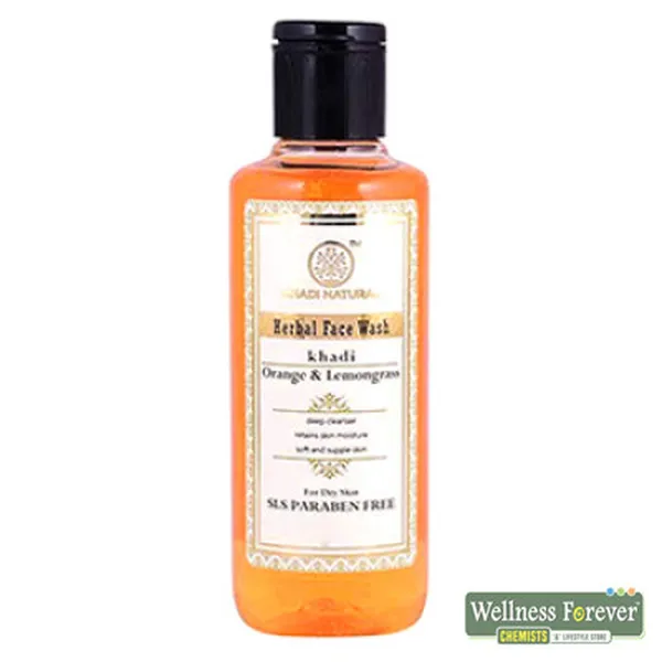 KHADI NATURAL ORANGE AND LEMONGRASS HERBAL FACE WASH - 210ML