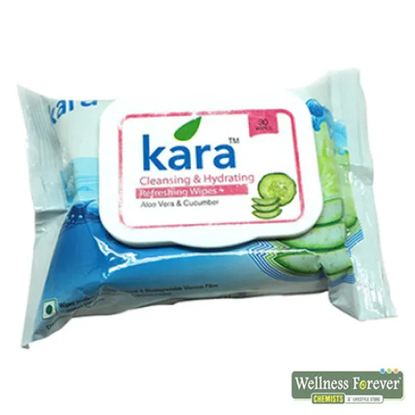 KARA REFRESHING ALOE VERA AND CUCUMBER FACIAL WIPES - 30 PIECES