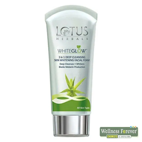 LOTUS HERBAL WHITE GLOW 3 IN 1 FACIAL FOAM DEEP CLENSER - 50GM