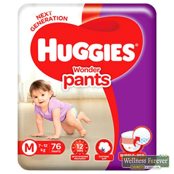 HUGGIES 76 PIECE WONDER PANTS STYLE DIAPERS  MEDIUM 7  12 KG