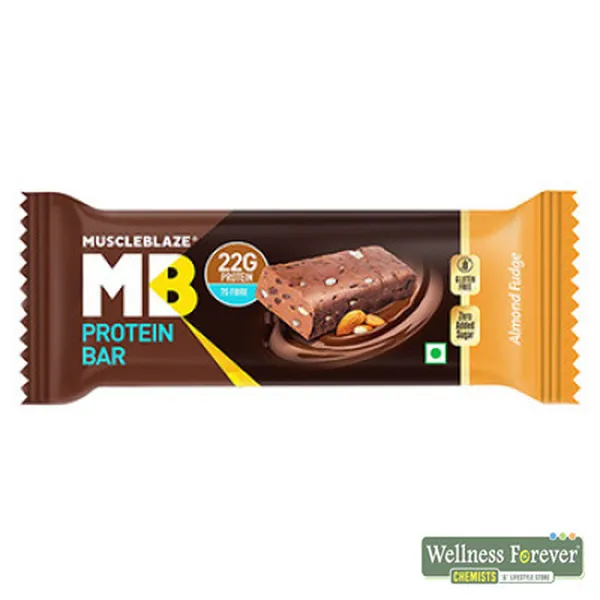 MUSCLEBLAZE ALMOND FUDGE PROTEIN BAR - 72GM