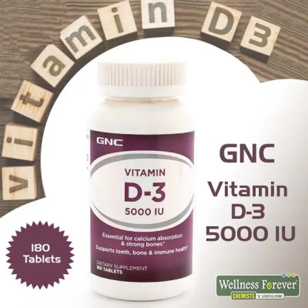 GNC D-3 5000 IU VITAMIN - 180 TABLETS