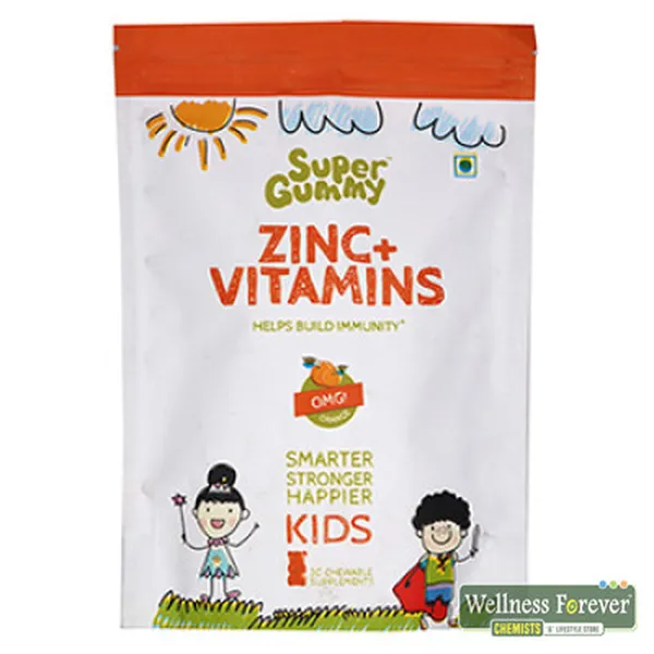 SUPER GUMMY ZINC AND VITAMIN C CHEWING GUM - ORANGE, 30 PIECES