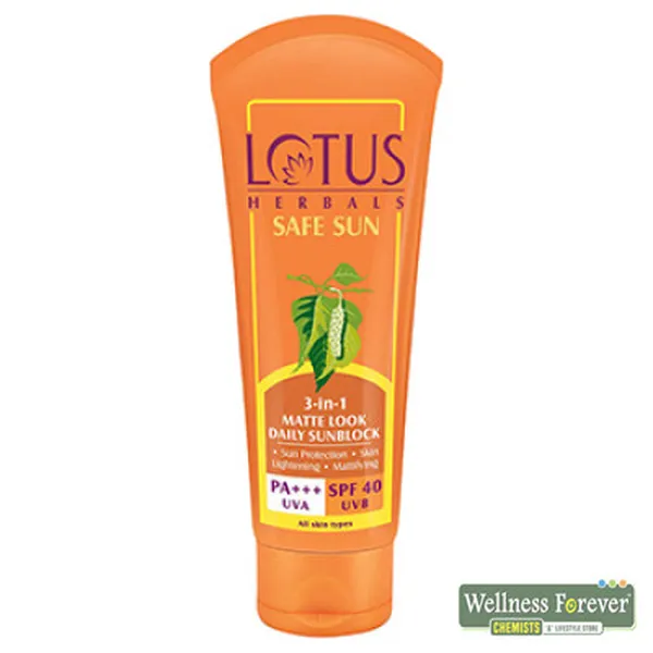 LOTUS HERBALS SAFE SUN 3-IN-1 MATTE SUNBLOCK SPF40 - 100GM