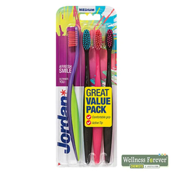 JORDAN ULTIMATE YOU MEDIUM BRISTLES TOOTHBRUSH - 4 PIECE