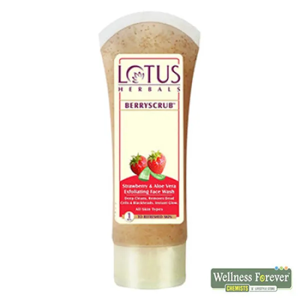 LOTUS HERBALS STRAWBERRY AND ALOE VERA EXFOLIATING FACE SCRUB - 80G