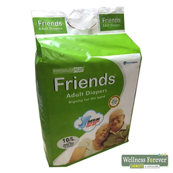 FRIENDS PREMIUM PLUS ADULT DIAPERS - 10 PIECE, L