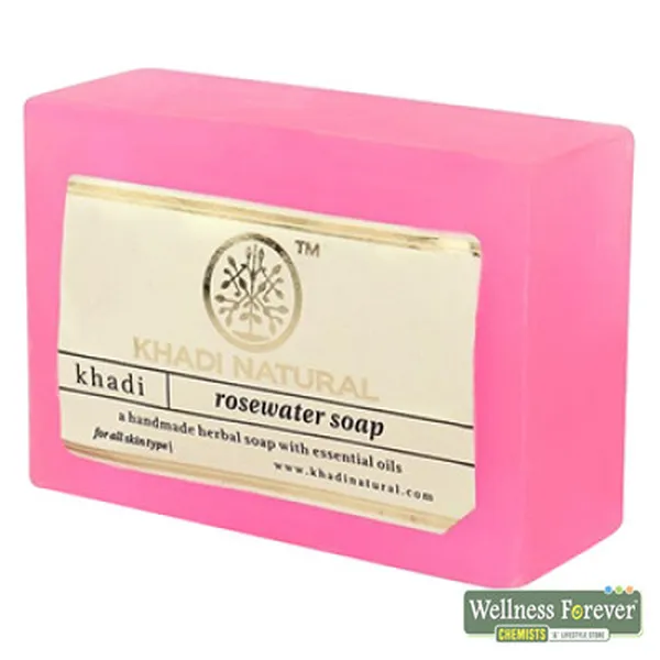 KHADI NATURAL ROSEWATER HANDMADE SOAP - 125GM