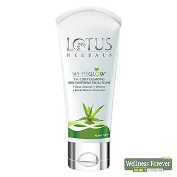 LOTUS HERBAL WHITE GLOW 3 IN1 FACIAL FOAM DEEP CLENSER - 100GM