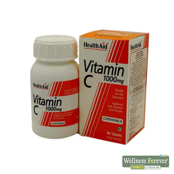 HEALTH AID VITAMIN C 1000MG CHEWABLE - ORANGE, 60 TABLETS