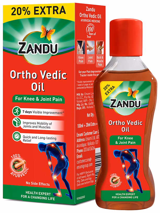 Zandu Ortho Vedic Knee &amp; Joint Pain Oil with Free Zandu Balm