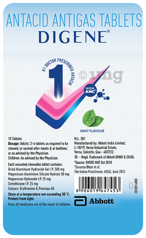 Digene Antacid Antigas Tablet | For Acidity, Gas &amp; Stomach Care | Flavour Mint