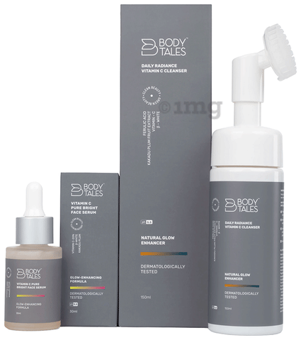 Body Tales Combo Pack of Vitamin C Pure Bright Serum (30ml) &amp; Daily Radiance Vitamin C Cleanser (150ml)