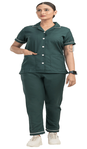 Agarwals Nurse Uniform Softn Comfy Pure Viscose Cotton Bottle Green Small