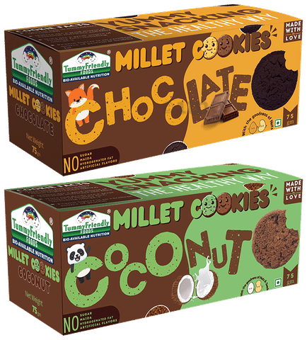 TummyFriendly Foods Combo Pack of Millet Cookies Chocolate &amp; Millet Cookies Coconut (75gm Each)