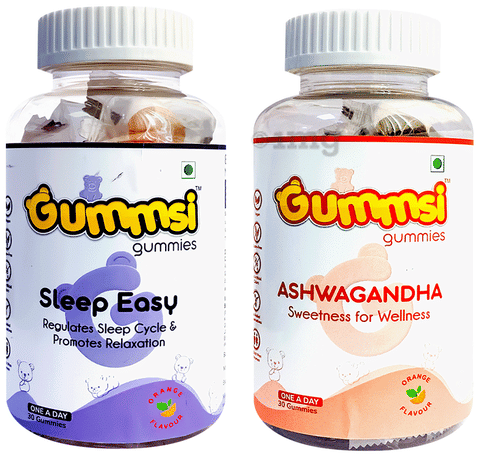 Gummsi Combo Pack of Sleep Easy Orange &amp; Ashwagandha Orange Gummies (30 Each)
