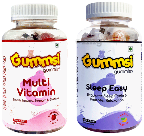 Gummsi Combo Pack of Multivitamin Strawberry &amp; Sleep Easy Orange Gummies (30 Each)