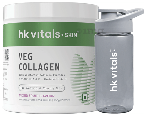HealthKart Skin Radiance Collagen Powder Veg Mixed Fruit with 300ml Bottle