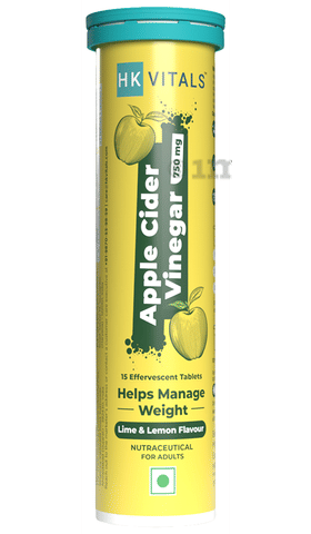 Healthkart Apple Cider Vinegar 750mg Effervescent Tablet (15 Each) Lime &amp; Lemon