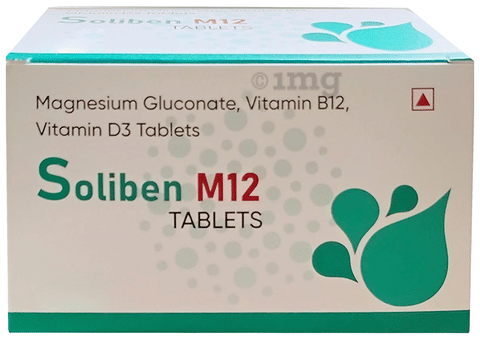 H &amp; A Pharma Soliben M12 Tablet | Magnesium + Vitamin B12 + Vitamin D3 |for Muscle and Nerve Function