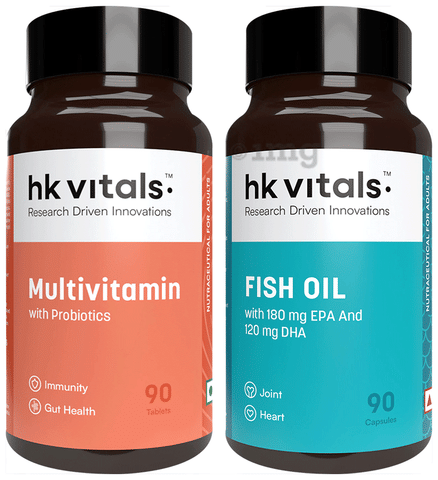 Healthkart Combo Pack of Multivitamin Probiotic Tablet &amp; Fish Oil 1000mg Capsule (90 Each)