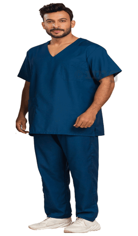Agarwals Unisex Peacock Blue V-Neck Scrub Suit Top and Bottom Uniform Ideal  Small