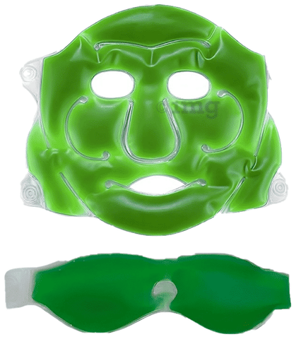 Healthtrek Combo Pack of Cooling Gel Eye Mask for Dark Circles &amp; Cooling Gel Face Mask Blue