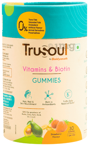 TruSoul by Baidyanath Vitamin &amp; Biotin Gummy Strawberry