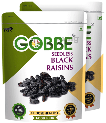 Gobbe Seedless Black Raisins (200gm Each)