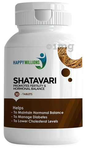 Happy Millions Shatavari Tablet | Promotes Fertility and Hormone Balance | (30 Each)