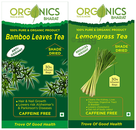 Organics Bharat 100% Pure &amp; Organic Bamboo and Lemongrass Tea Infusion Bag (30 Each)