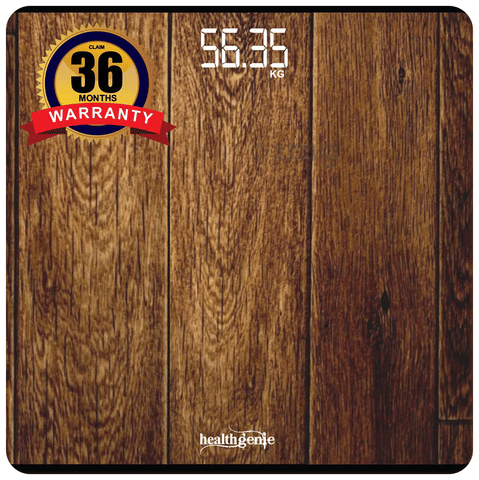 Healthgenie  Digital Weight Machine with Magic Hidden LED Display Rich Wood Brown