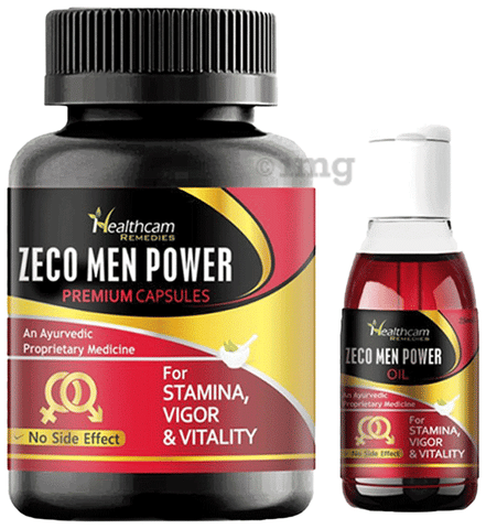 Healthcam Remedies Combo Pack of Zaco Men Power Premium Capsule (30) &amp; Zaco Men Power Oil (50ml)