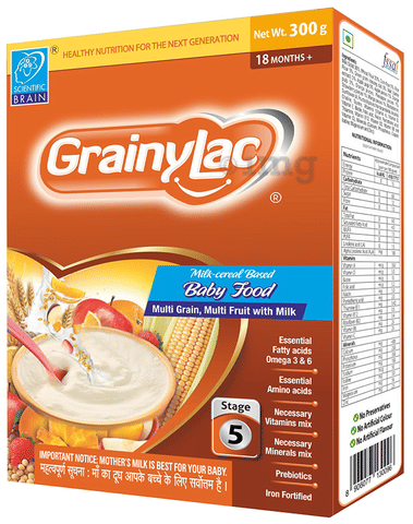 GrainyLac Multi Grain Multi Fruit with Milk for 18+ Months Powder Multi Flavours