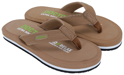 Doctor Extra Soft D32 Skid Resistant || Lightweight || Comfortable Footbed || Memory Foam Bounce Back Technology || Flip-Flop &amp; Sliders for Men Tan 6