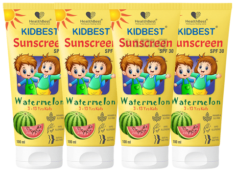 HealthBest Kidbest Sunscreen SPF 30 Watermelon 3 to 13 yrs Kids (100ml Each)