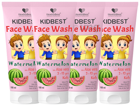 HealthBest Kidbest Face Wash Watermelon with Aloe Vera 3 to 13 yrs Kids (100ml Each)