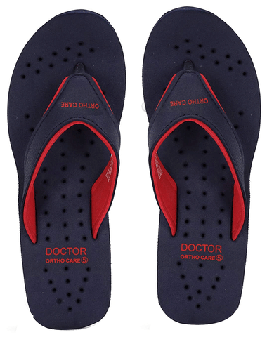 Doctor Extra Soft Ortho Care Orthopaedic Diabetic Pregnancy Comfort Flat Flipflops Slippers For Women Navy-Red 7