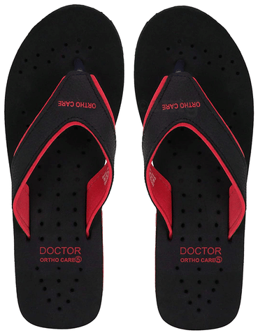 Doctor Extra Soft Ortho Care Orthopaedic Diabetic Pregnancy Comfort Flat Flipflops Slippers For Women Black Red 8