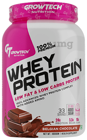 Grow Tech Nutrition 100%  Premium Whey Protein Powder Belgian Chocolate
