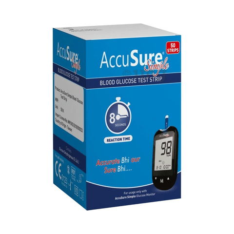 AccuSure Simple Blood Glucose Test Strip (Only Strip) | Diabetes Monitoring Devices