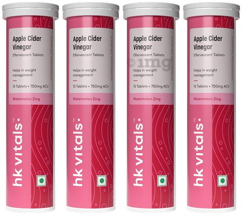 Healthkart Apple Cider Vinegar 750mg Effervescent Tablet (15 Each) Watermelon